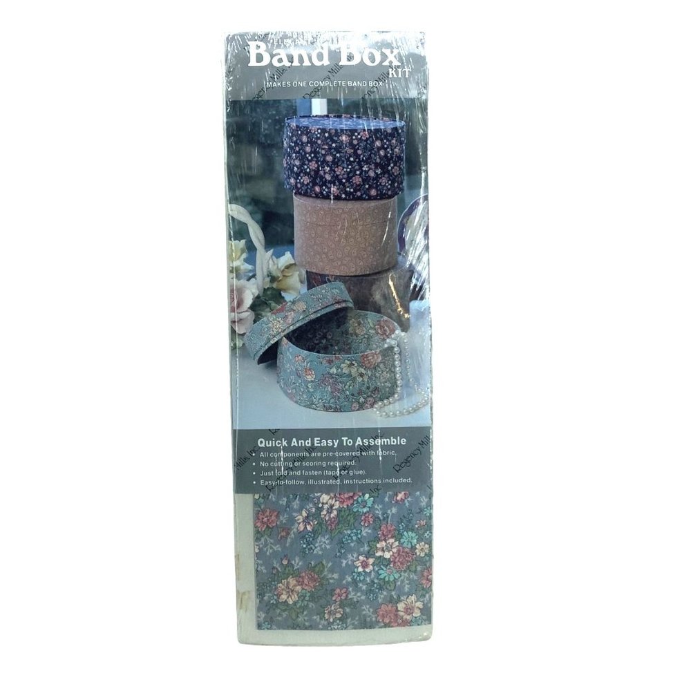 RM Regency Mills Elegant Band Box Pale Blue Floral Flower Kit NOS Craft‎ Decor